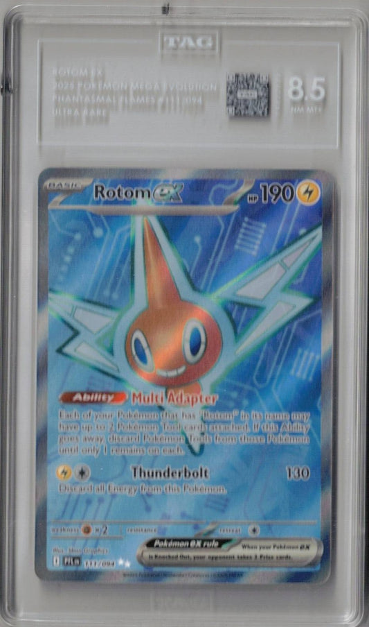 2025 Pokemon Mega Evolution Phantasmal Flames 111 Rotom ex - TAG 8.5
