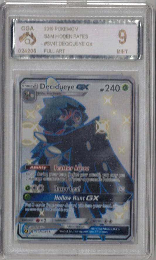 2019 Pokemon S&M Hidden Fates SV47 Decidueye GX Full Art - CGA 9