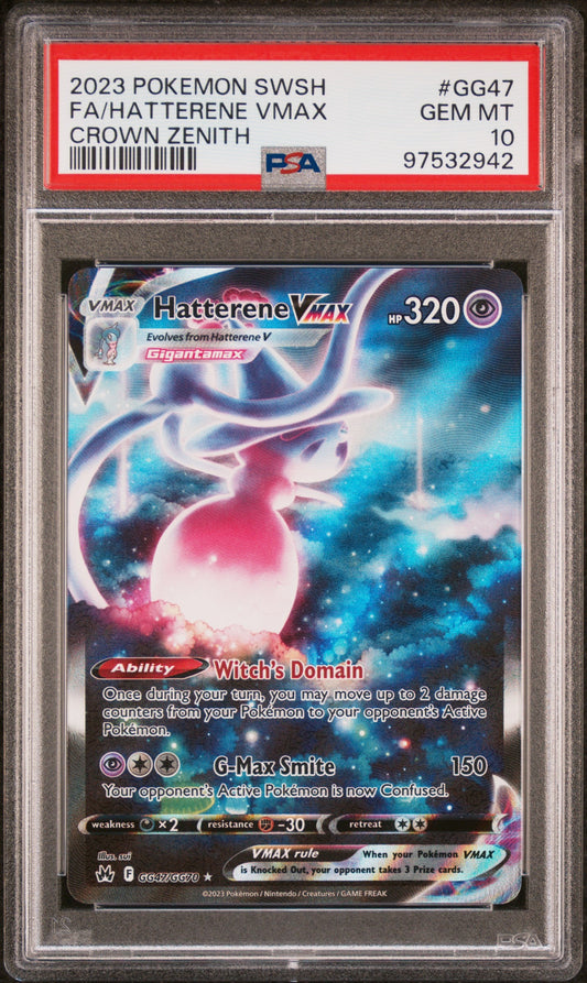 2023 Pokemon Sword And Shield Crown Zenith Gg47 Hatterene VMax - PSA 10