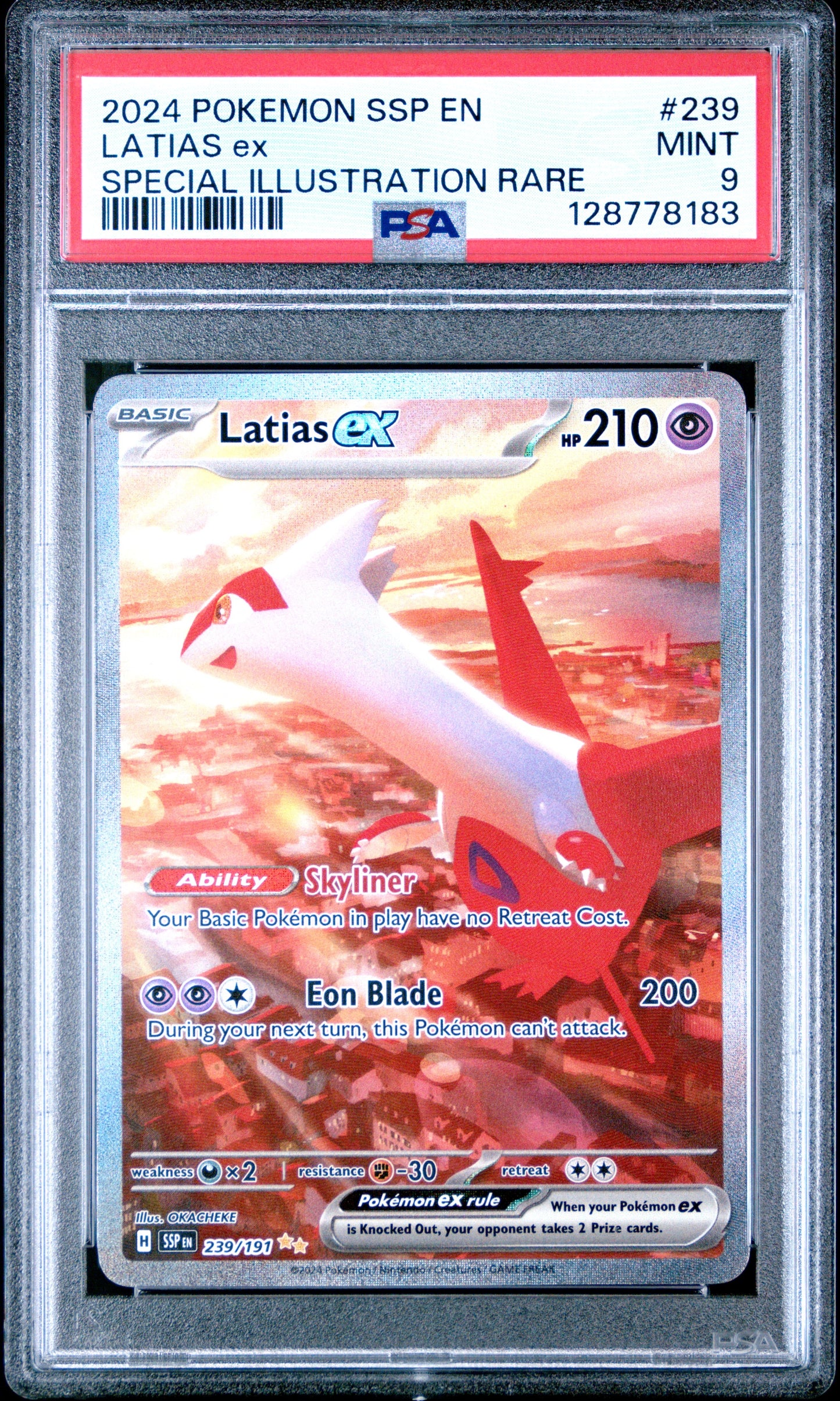 2024 Pokemon Ssp En-Surging Sparks 239 Latias Ex Special Illustration Rare - PSA 9