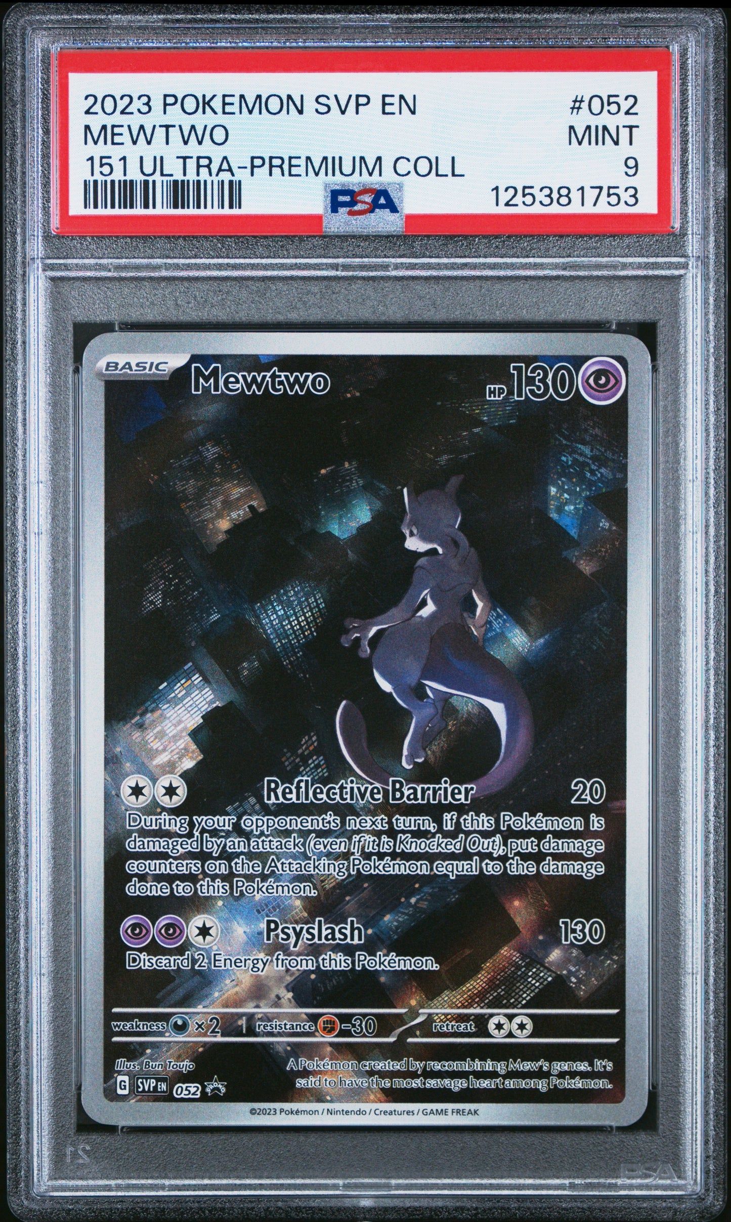 2023 Pokemon Svp En-Sv Black Star Promo 052 Mewtwo 151 Ultra-Premium Coll - PSA 9
