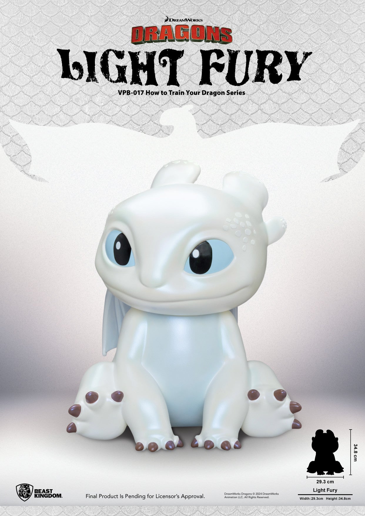 Beast Kingdom Piggy Bank Vinyl Large How to Train Your Dragon Series Light Fury