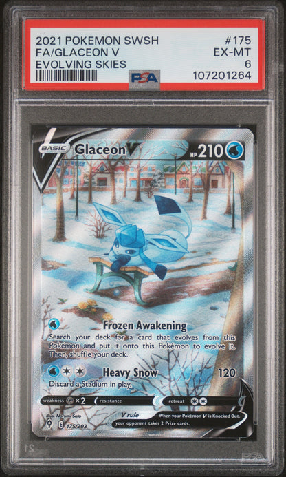 2021 Pokemon Sword & Shield Evolving Skies 175 Glaceon V - PSA 6