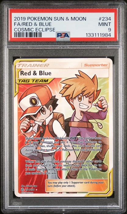 2019 Pokemon Sun & Moon Cosmic Eclipse 234 Fa/Red & Blue Cosmic Eclipse - PSA 9