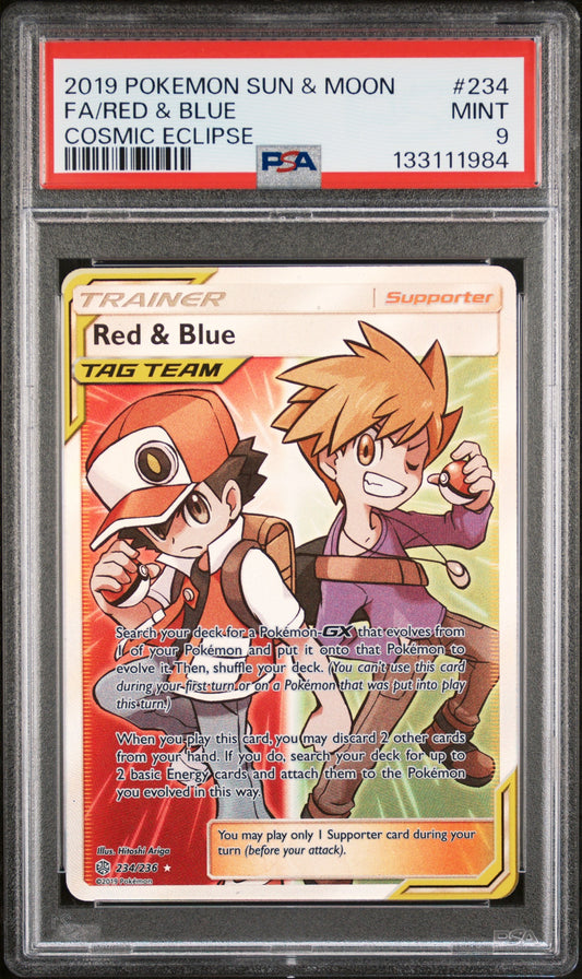 2019 Pokemon Sun & Moon Cosmic Eclipse 234 Fa/Red & Blue Cosmic Eclipse - PSA 9