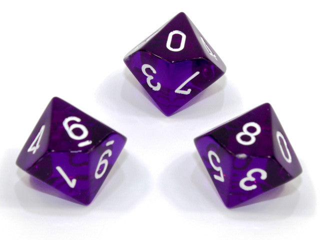 Chessex D10 Dice Translucent Polyhedral Purple/white d10