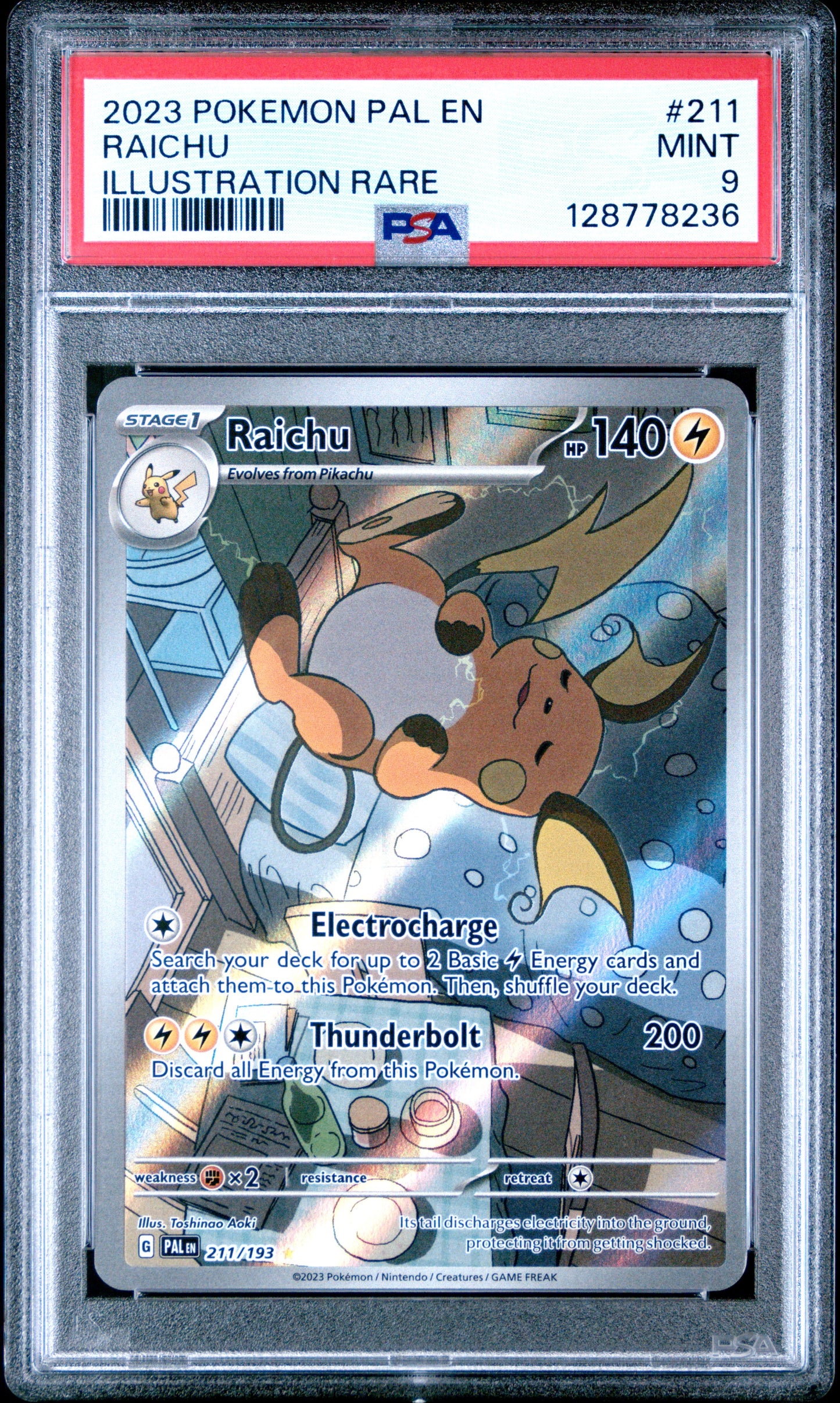 2023 Pokemon Pal En-Paldea Evolved 211 Raichu Illustration Rare - PSA 9