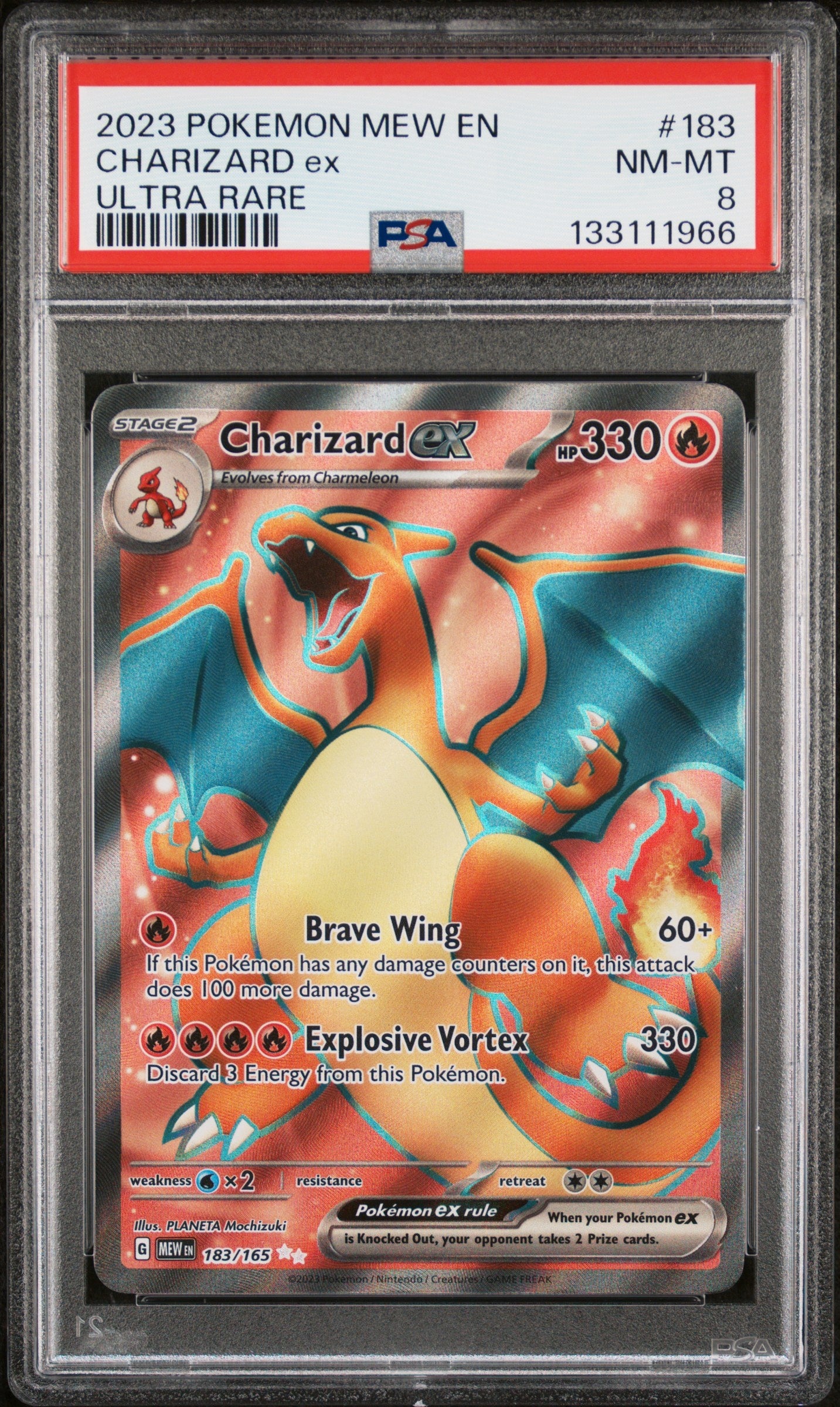 2023 Pokemon Mew En-151 183 Charizard Ex Ultra Rare - PSA 8