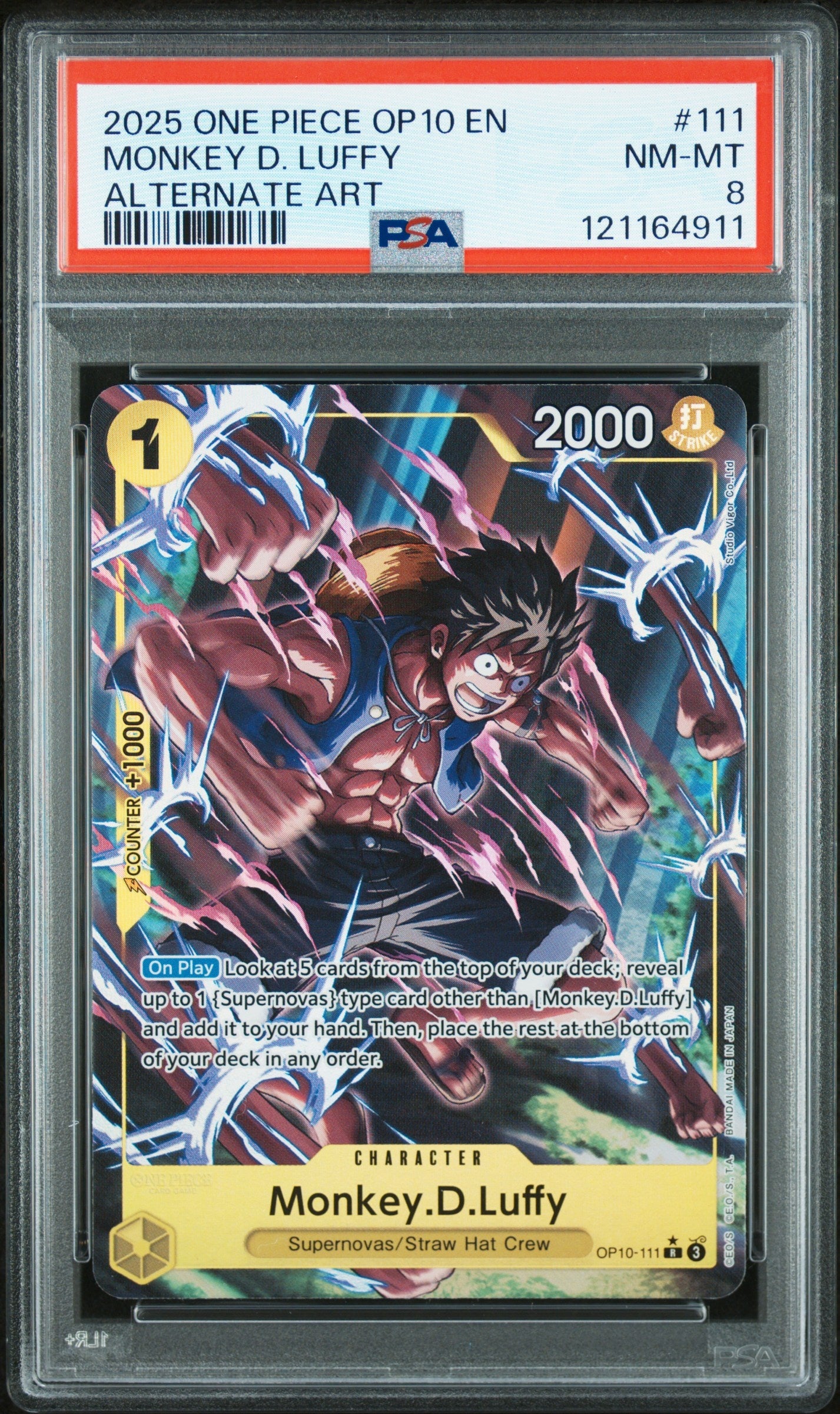 2025 One Piece Op10-Royal Blood 111 Monkey D. Luffy Alternate Art - PSA 8