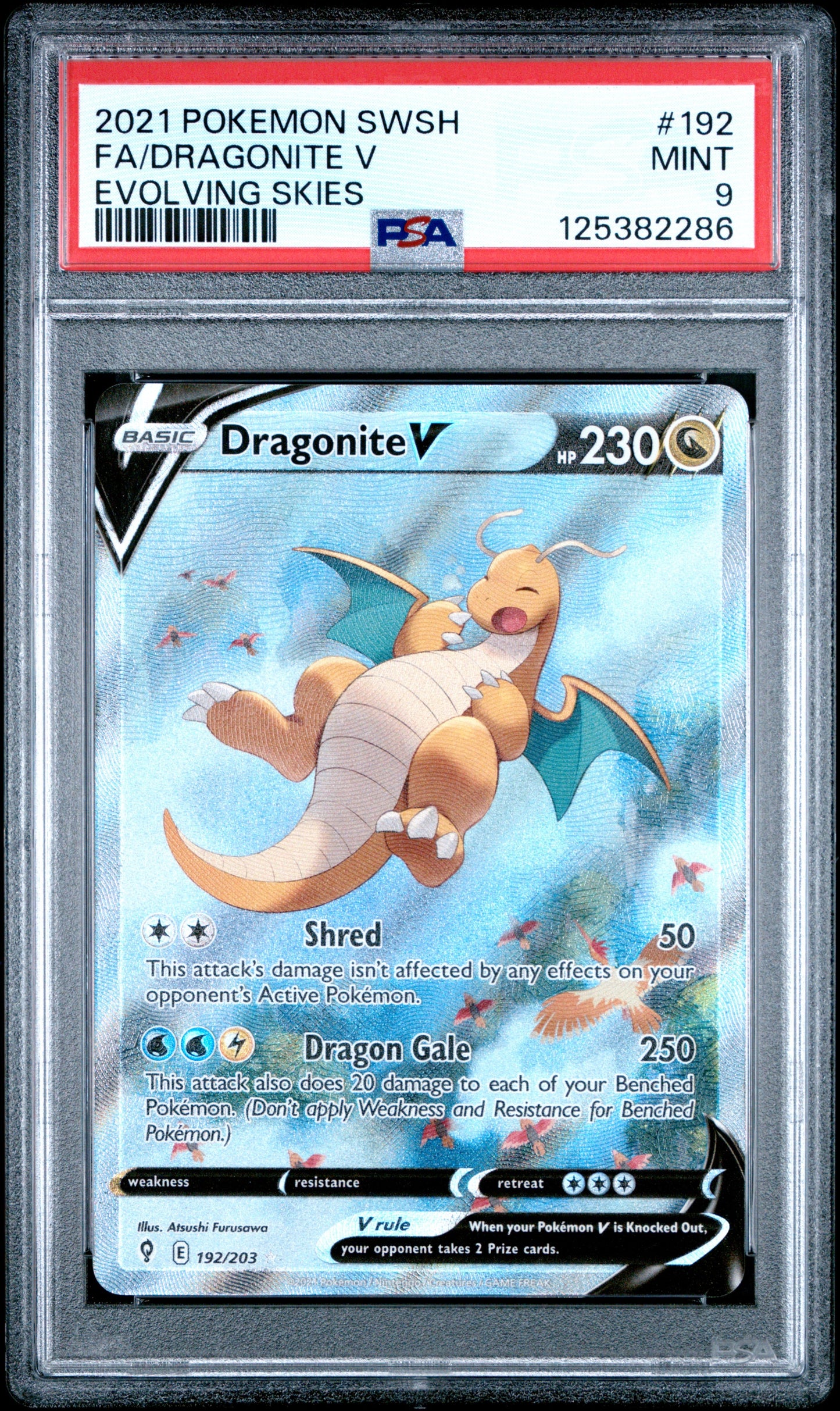 2021 Pokemon Sword & Shield Evolving Skies 192 Dragonite V - PSA 9