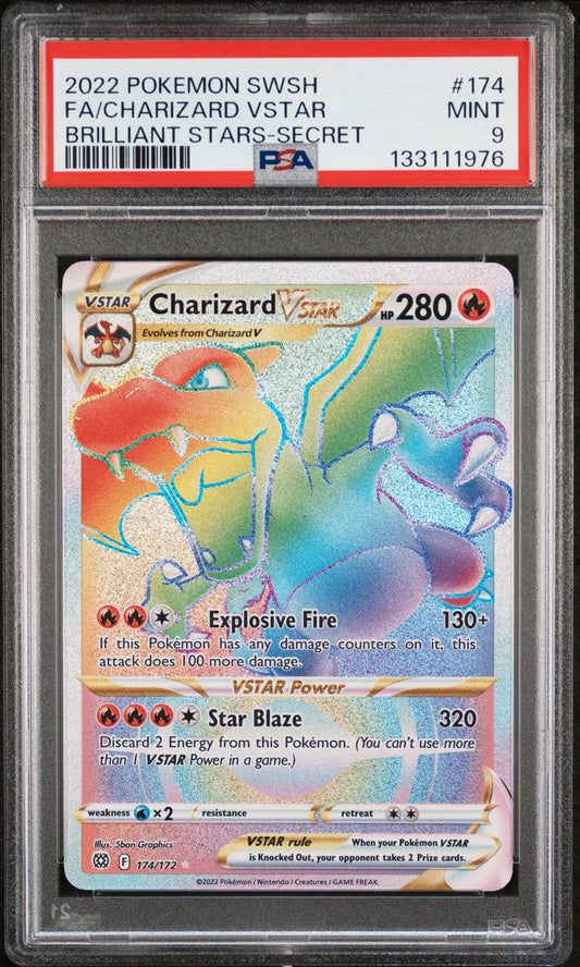 2022 Pokemon Sword & Shield Brilliant Stars 174 Fa/Charizard Vstar Brilliant Stars-Secret - PSA 9