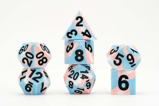 MDG 16mm Pride Sharp Edge Silicone Rubber Poly Dice Set - Transgender