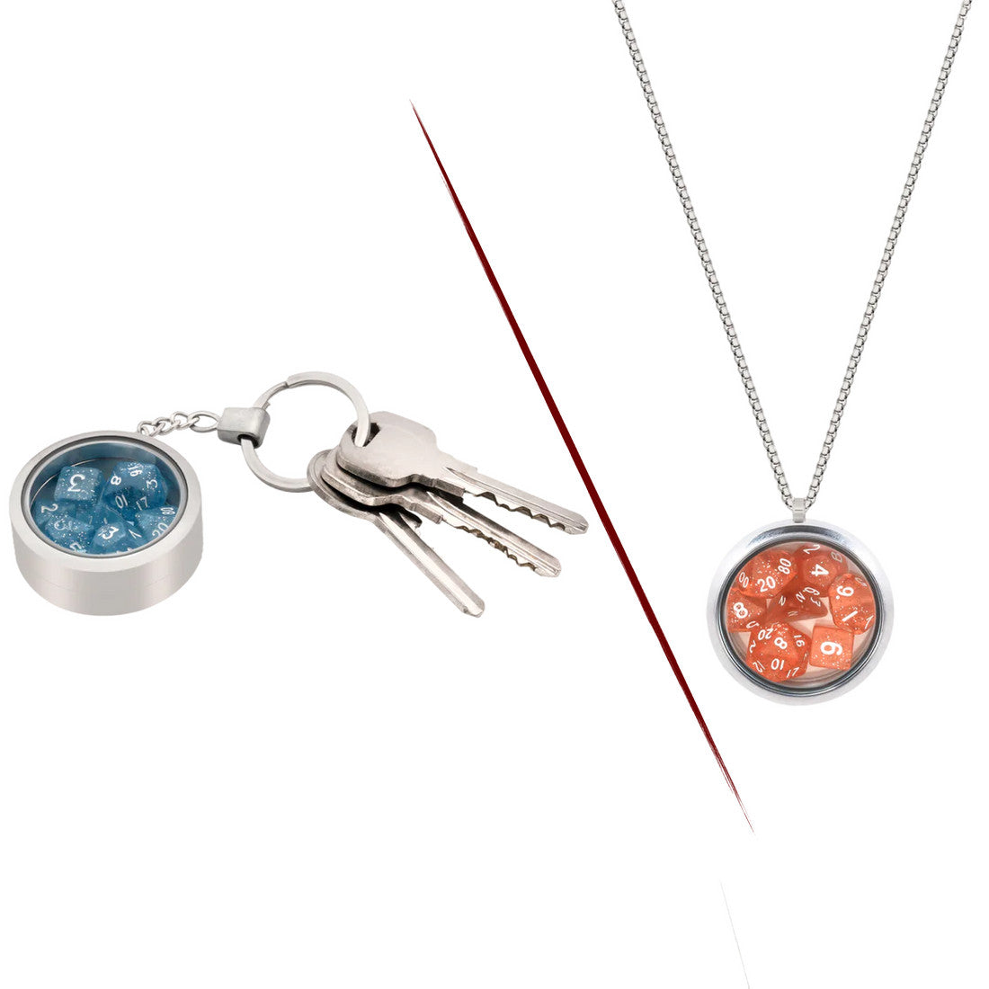 Mini Dice Locket/Hanger w Chain and Keychain