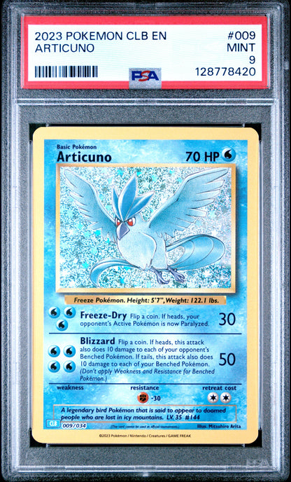 2023 Pokemon Clb-Trading Card Game Classic Blastoise & Suicune Ex Deck 009 Articuno - PSA 9