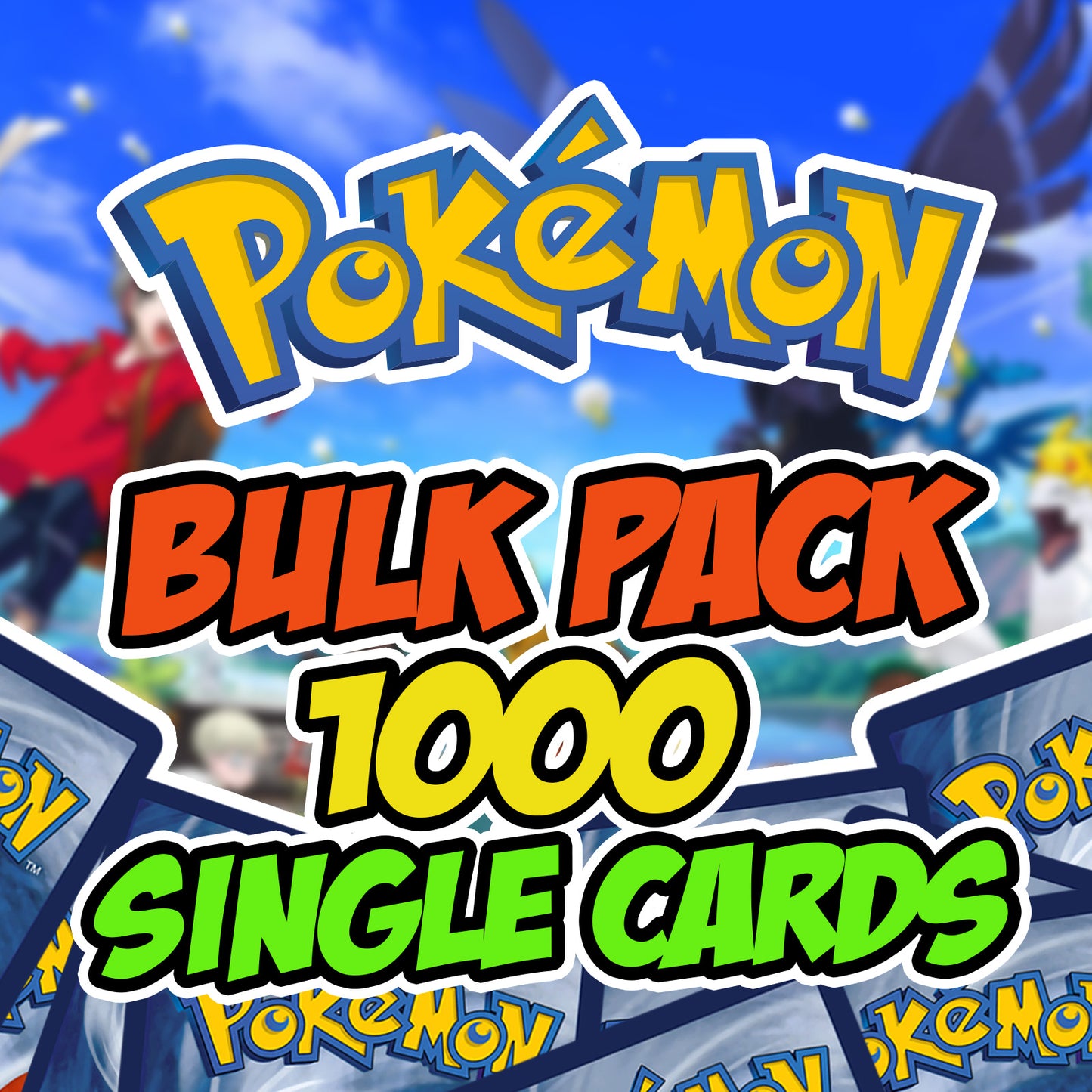 1000 Pokemon Cards Singles BULK Pack
