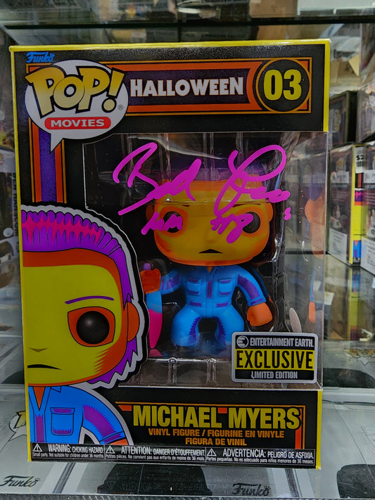 Halloween - Michael Myers Blacklight #03 EE Exclusive Stickered Signed Pop! Vinyl (Brad Loree)