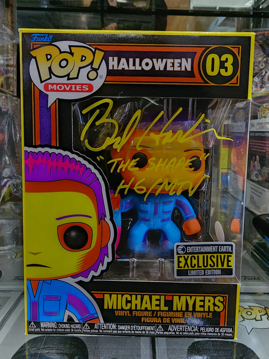 Halloween - Michael Myers Blacklight #03 EE Exclusive Stickered Signed Pop! Vinyl (Brad Hardin)