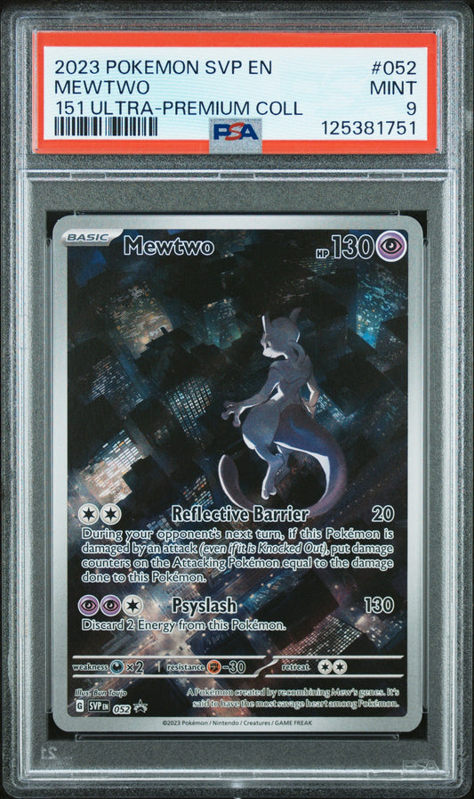 2023 Pokemon Svp En-Sv Black Star Promo 052 Mewtwo 151 Ultra-Premium Coll - PSA 9