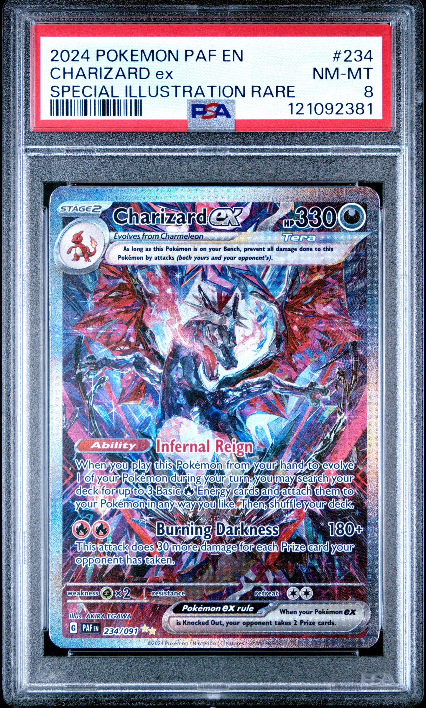 2024 Pokemon Paf En-Paldean Fates 234 Charizard Ex Special Illustration Rare - PSA 8