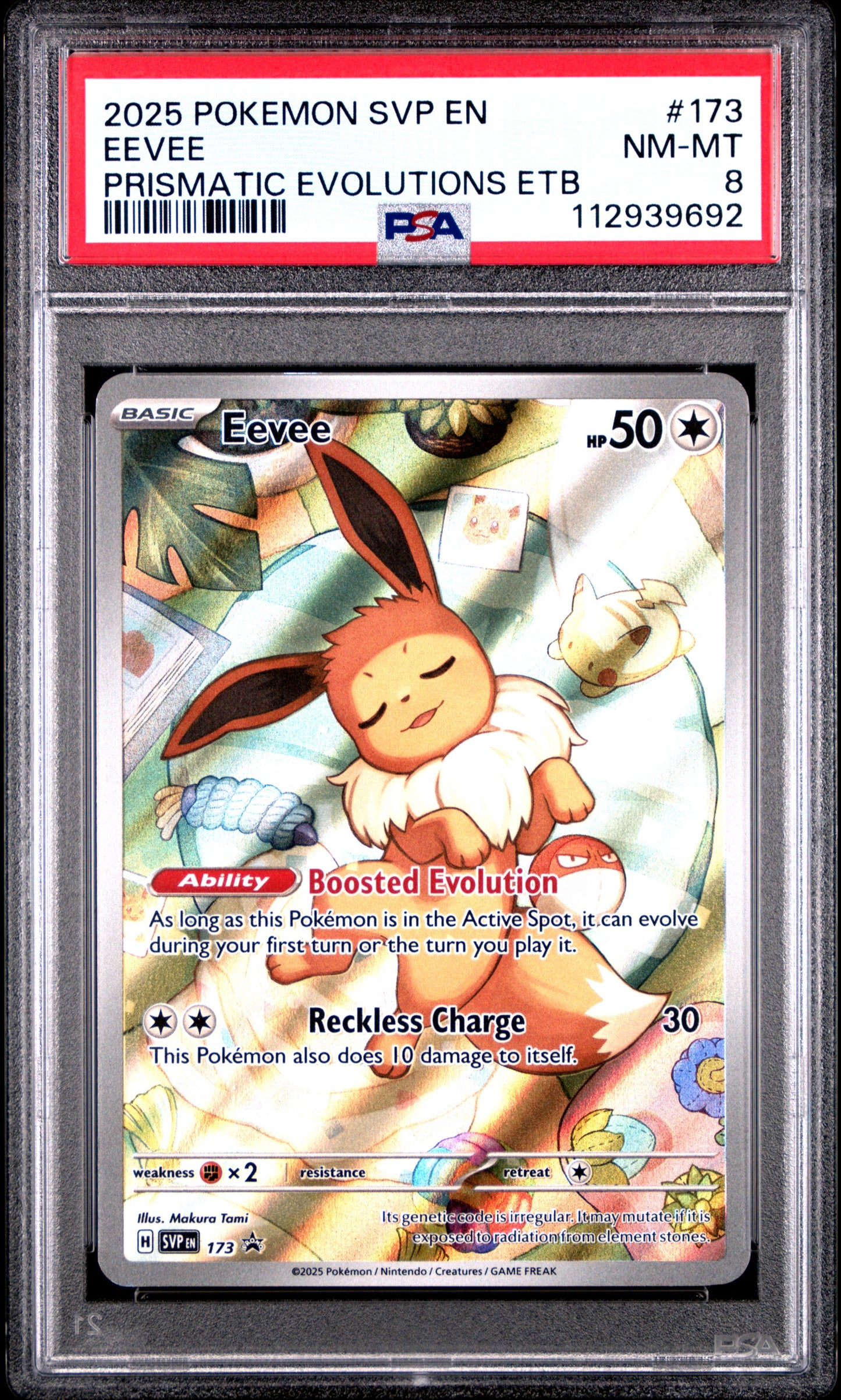 2025 Pokemon Svp En-Sv Black Star Promo 173 Eevee Prismatic Evolutions Etb - PSA 8