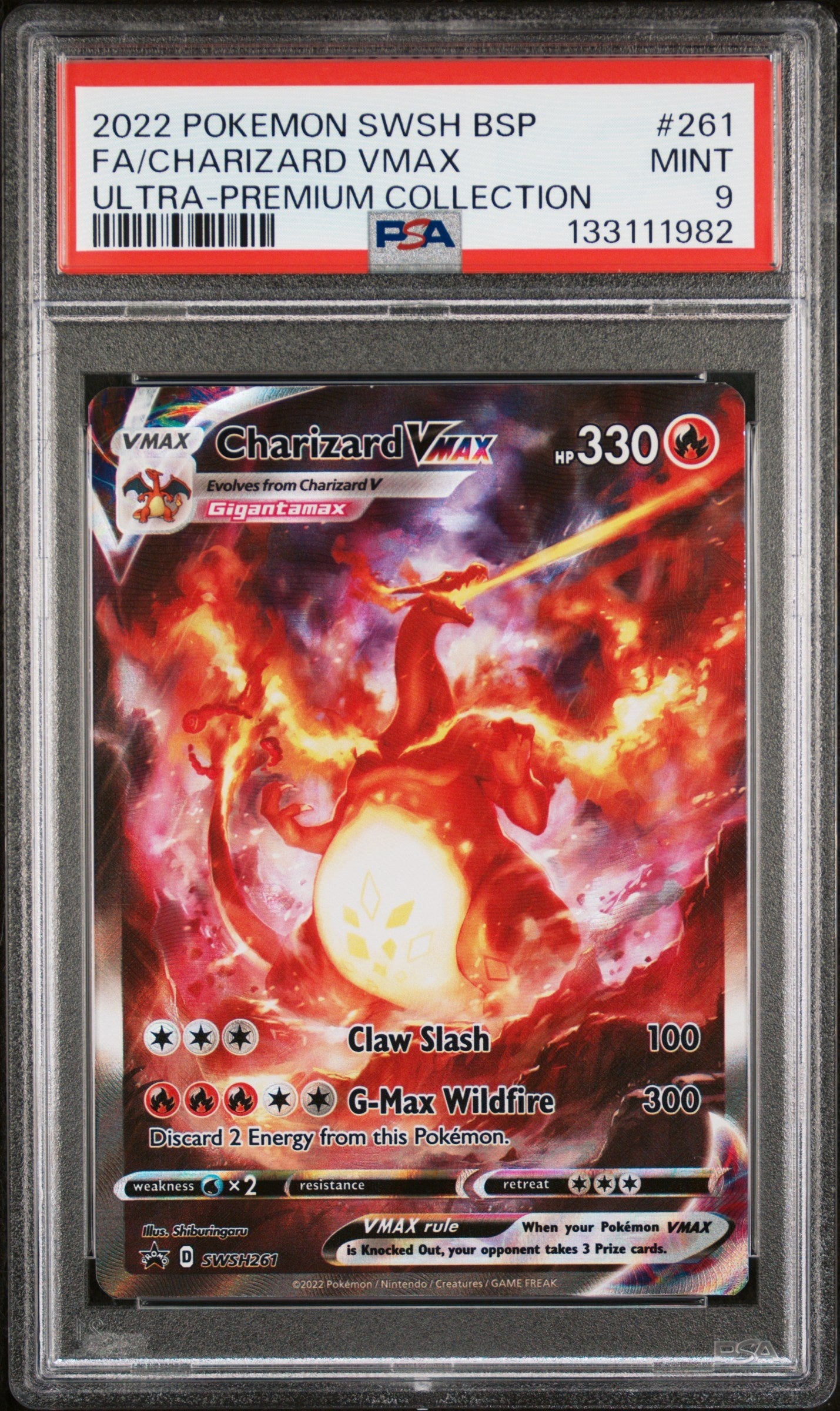2022 Pokemon Swsh Black Star Promo 261 Fa/Charizard Vmax Ultra-Premium Collection - PSA 9