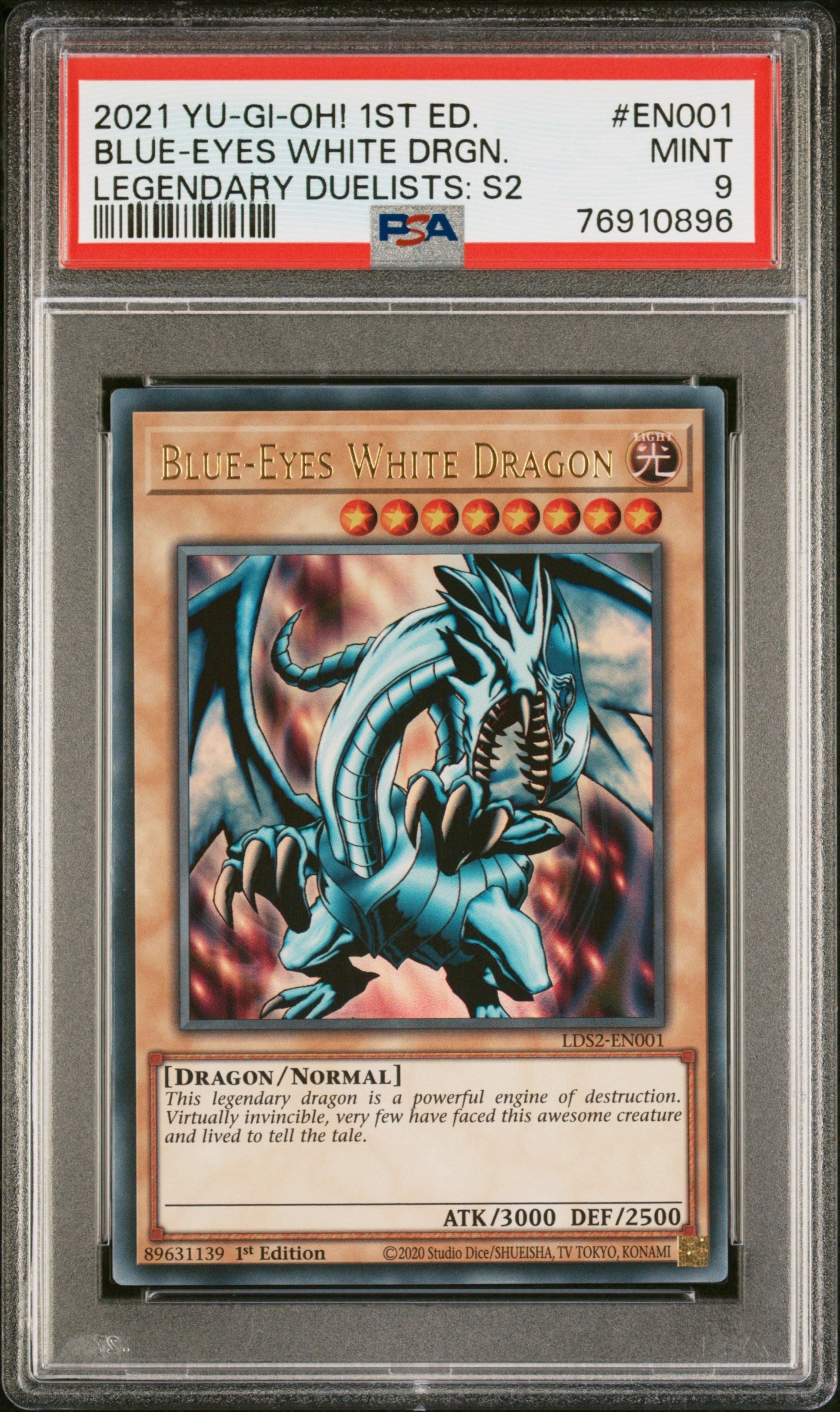 2021 Yu-Gi-Oh! Legendary Duelists: Season 2 En001 Blue-Eyes White Drgn. Legendary Duelists: S2 - PSA 9