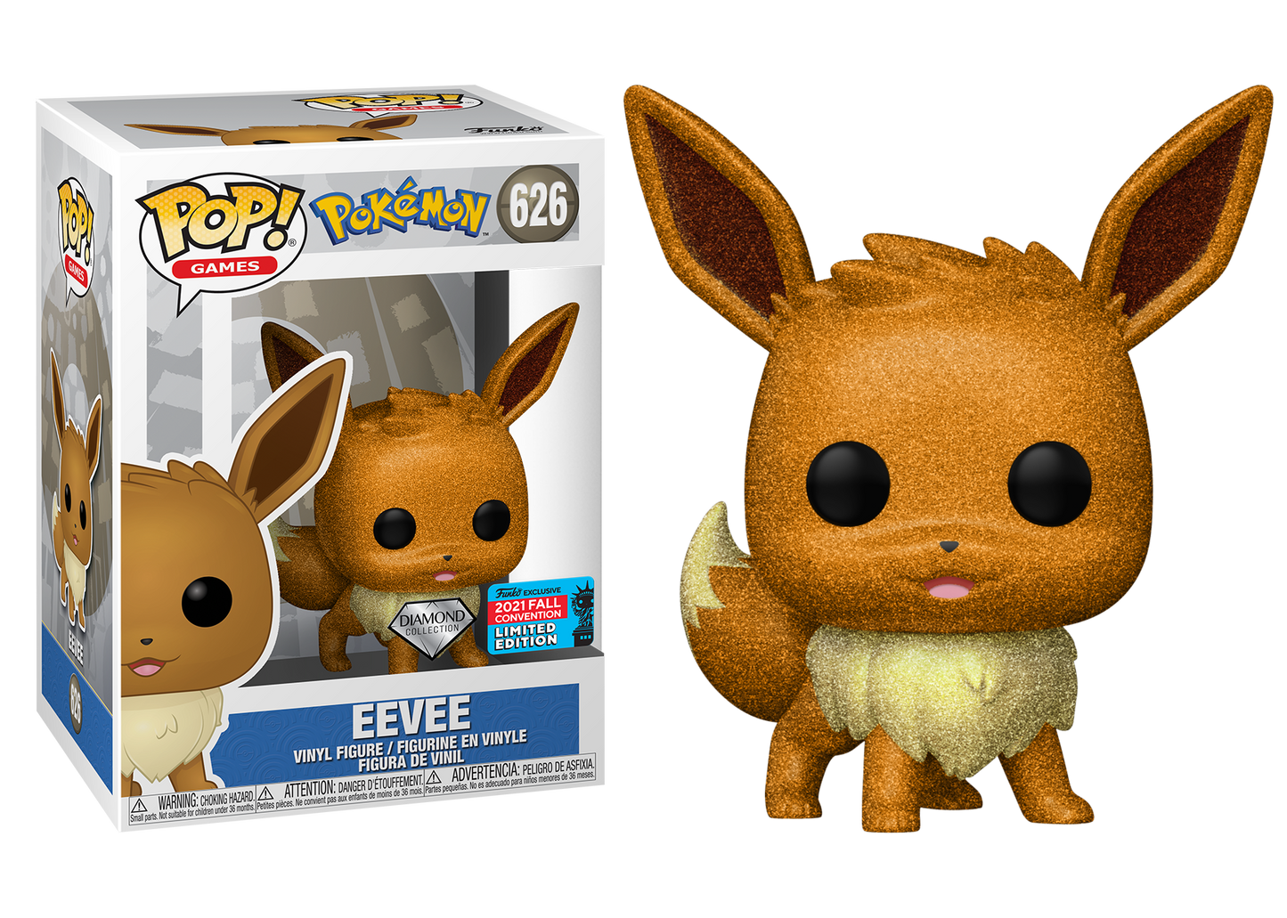 Pokemon - Eevee Diamond Glitter 2021  NYCC Fall Convention Exclusive Pop! Vinyl #626