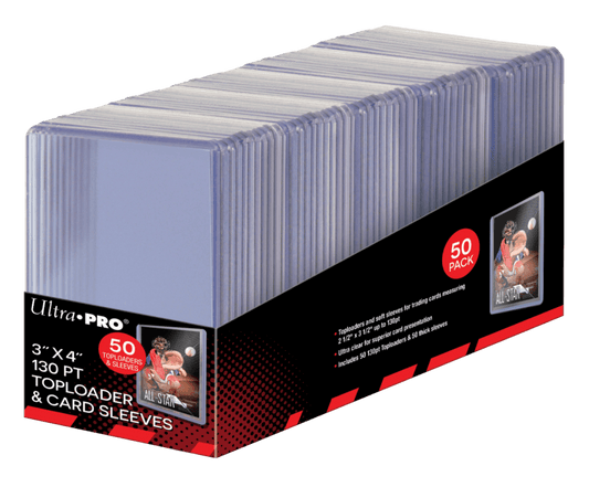 ULTRA PRO TOPLOADER- 3" x 4" Super Thick 130pt w/ thick card sleeves 50ct