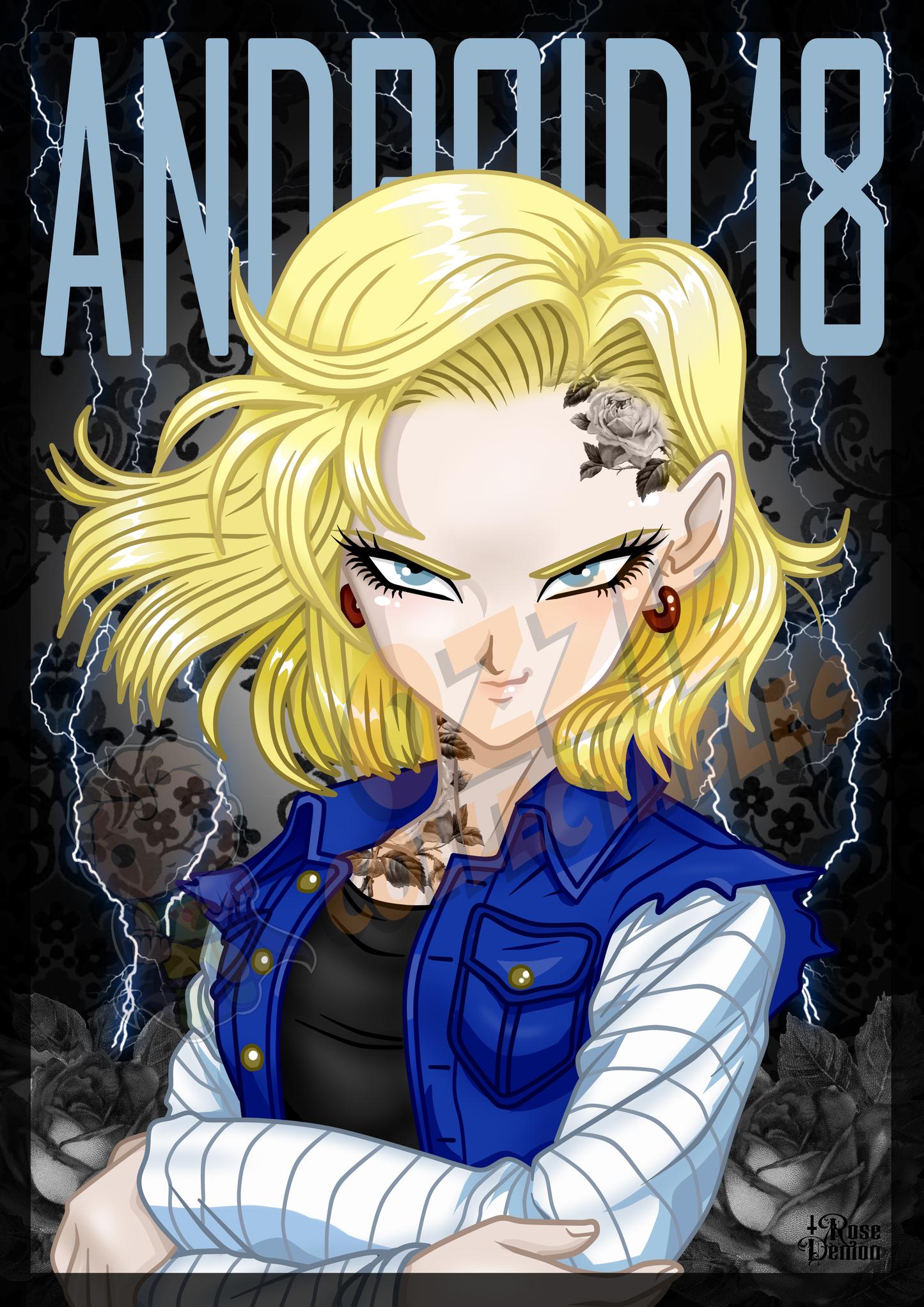 Dragon Ball Z - Android 18 - Rose Demon Art Print Poster