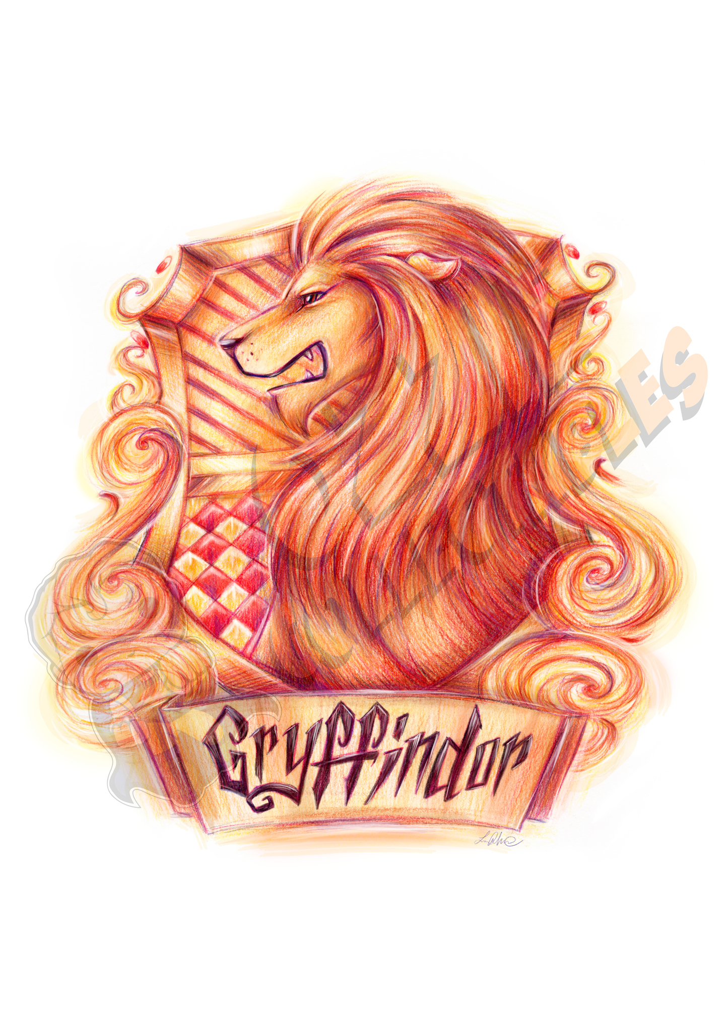 Harry Potter - Gryffindor House Crest - Lucie Mammone Art Print Poster