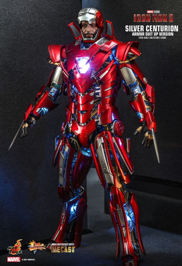 Iron Man 3 - Silver Centurion Armor Suit-Up 1:6 Scale 12" Diecast Action Figure
