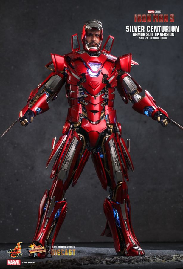 Iron Man 3 - Silver Centurion Armor Suit-Up 1:6 Scale 12" Diecast Action Figure
