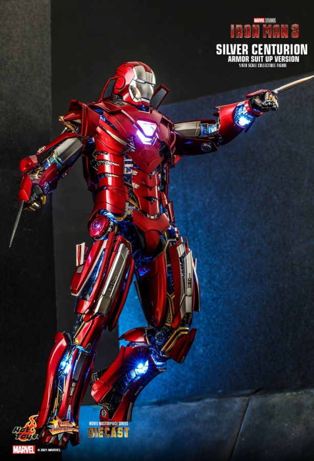 Iron Man 3 - Silver Centurion Armor Suit-Up 1:6 Scale 12" Diecast Action Figure