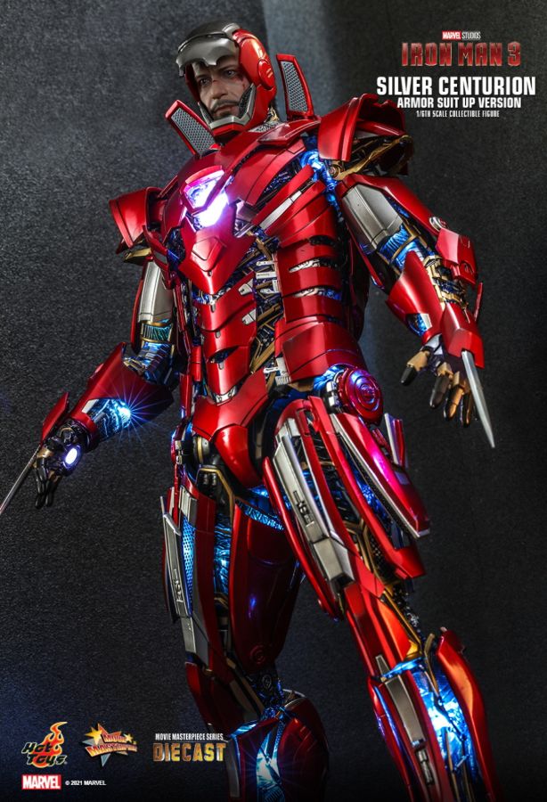 Iron Man 3 - Silver Centurion Armor Suit-Up 1:6 Scale 12" Diecast Action Figure