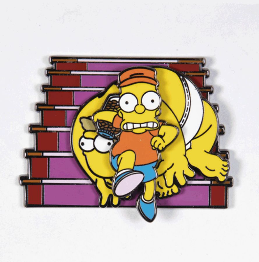 The Simpsons - Bart Raiding Homer's Change Jar Spinning Enamel Pin - Ozzie Collectables