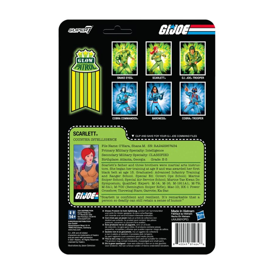 G.I. Joe - Scarlett Glow Patrol Glow-in-the-Dark ReAction 3.75" Action Figure
