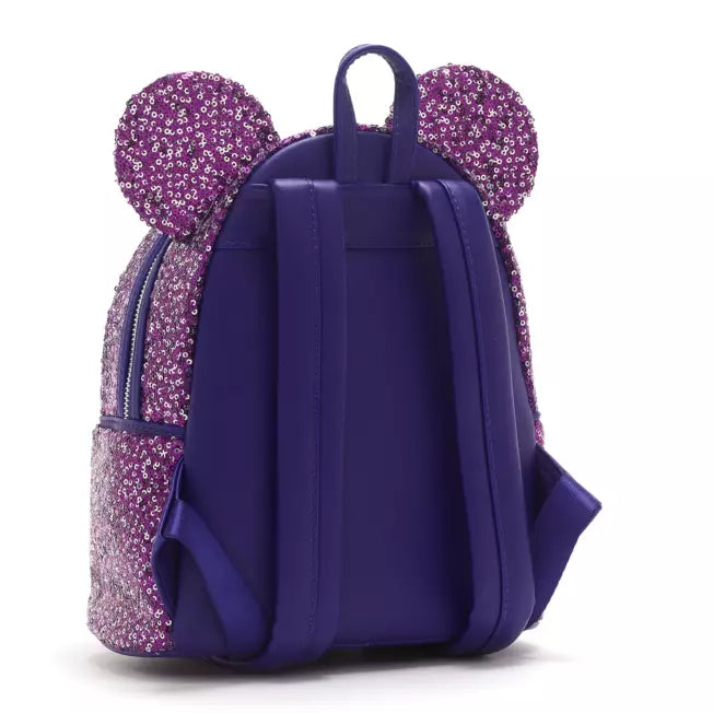 Loungefly Disneyland Paris 30th Anniversary Purple Sparkle Mini Backpack