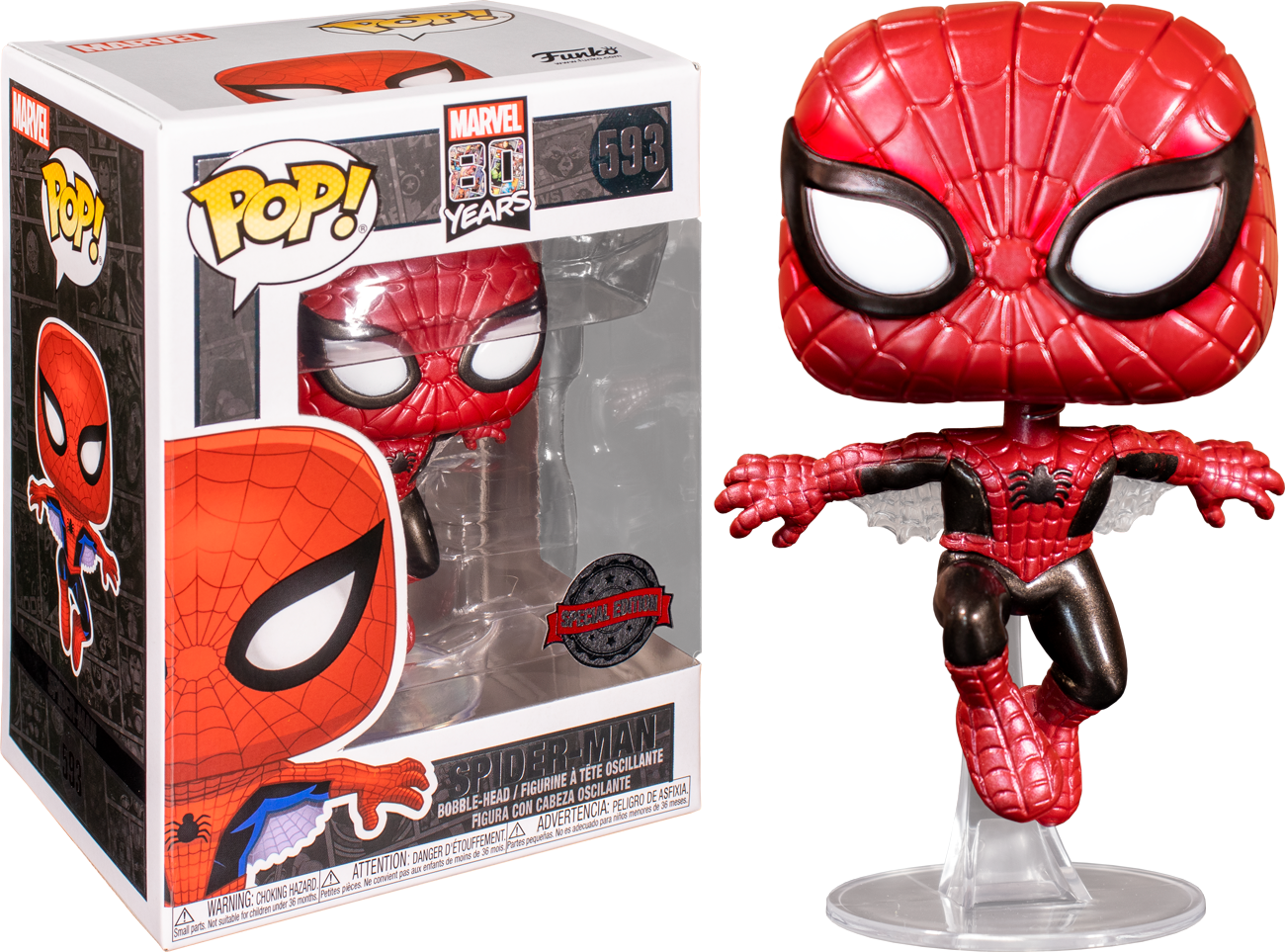Spider-Man - Spider-Man First Appearance Metallic 80th Anniversary US Exclusive Pop! Vinyl - Ozzie Collectables