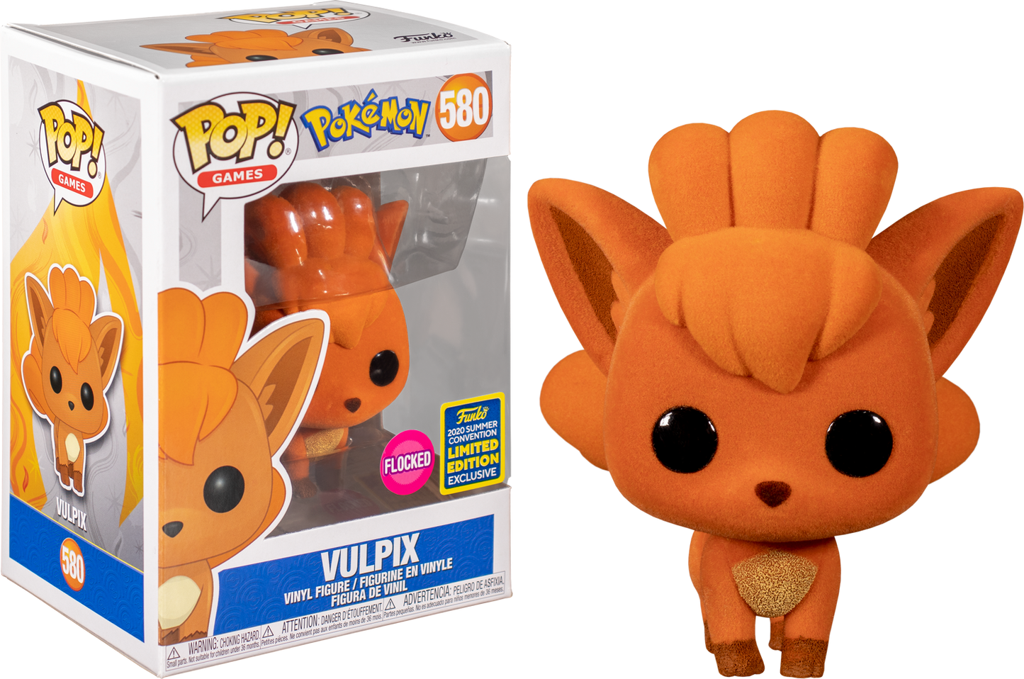 Pokemon - Vulpix 2020 SDCC Exclusive Flocked Pop! Vinyl #580