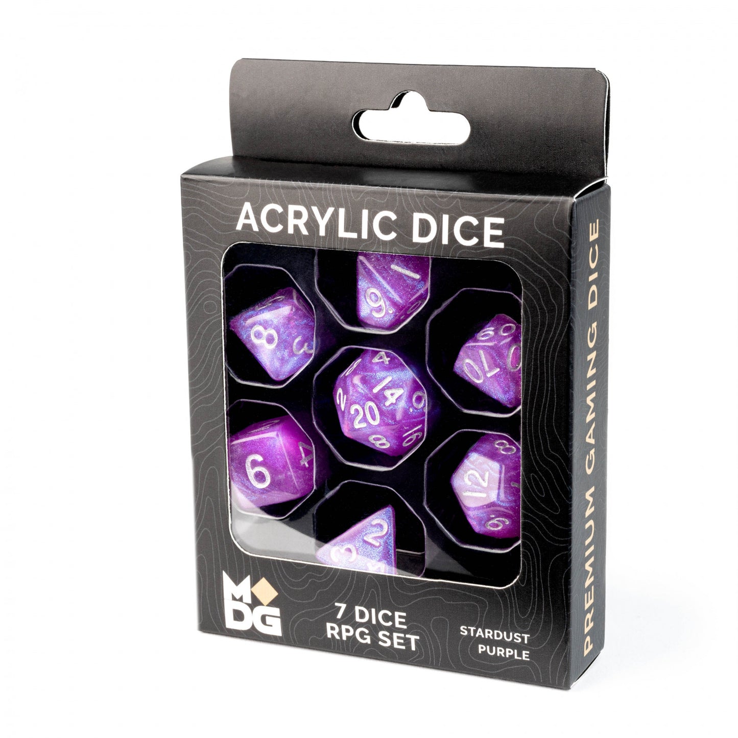MDG Stardust Purple 16mm Acrylic Dice Set