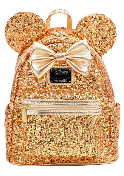 Loungefly Disney Minnie Mouse Gold Sequin Mini Backpack